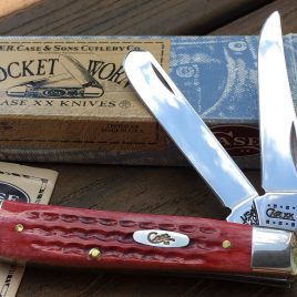 Case XX USA POCKET WORN Mini Trapper Knife 6207 SS Red Bone w/box