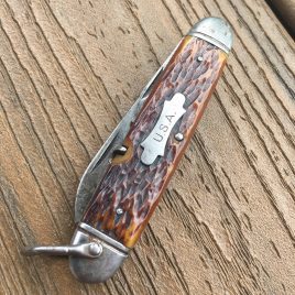 WWII Camillus 4 line bone handle Engineer’s Knife 1940’s