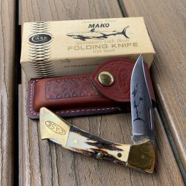 Case XX Mako Stag Lockback knife 10 dot (1980) w/ box & sheath