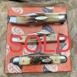 Case XX 2 Dot (1978) Stag Three Knives Mini Lot w/ Box