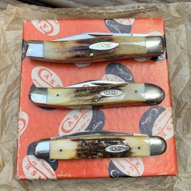Case XX 2 Dot (1978) Stag Three Knives Mini Lot w/ Box