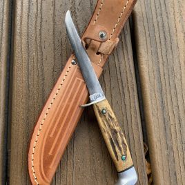 c.1950 Case XX Stag Hunting Knife 5 Finn orig leather sheath