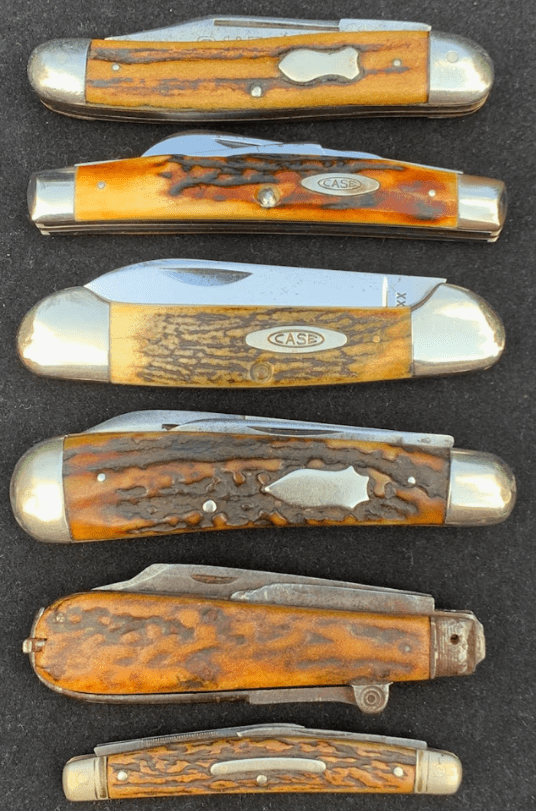 genuine stag handles on pocket knives