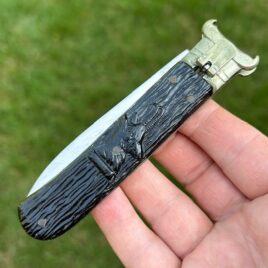c. 1960s Iher Inox Spain Automatic Shellpuller Knife Goat