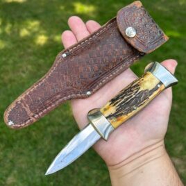 RARE Case Tested 551 Folding Bowie Stag 1930’s Knife w/ Sheath