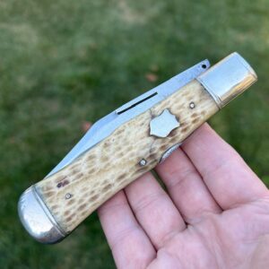 Cattaraugus Cut Co "King of the Woods" folding hunter bone