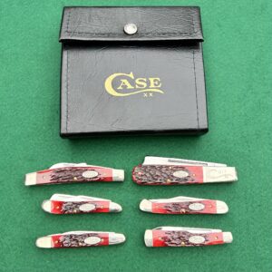 Case 1987 Red Bone Set - 6 Knives - Razor, Trapper, etc.